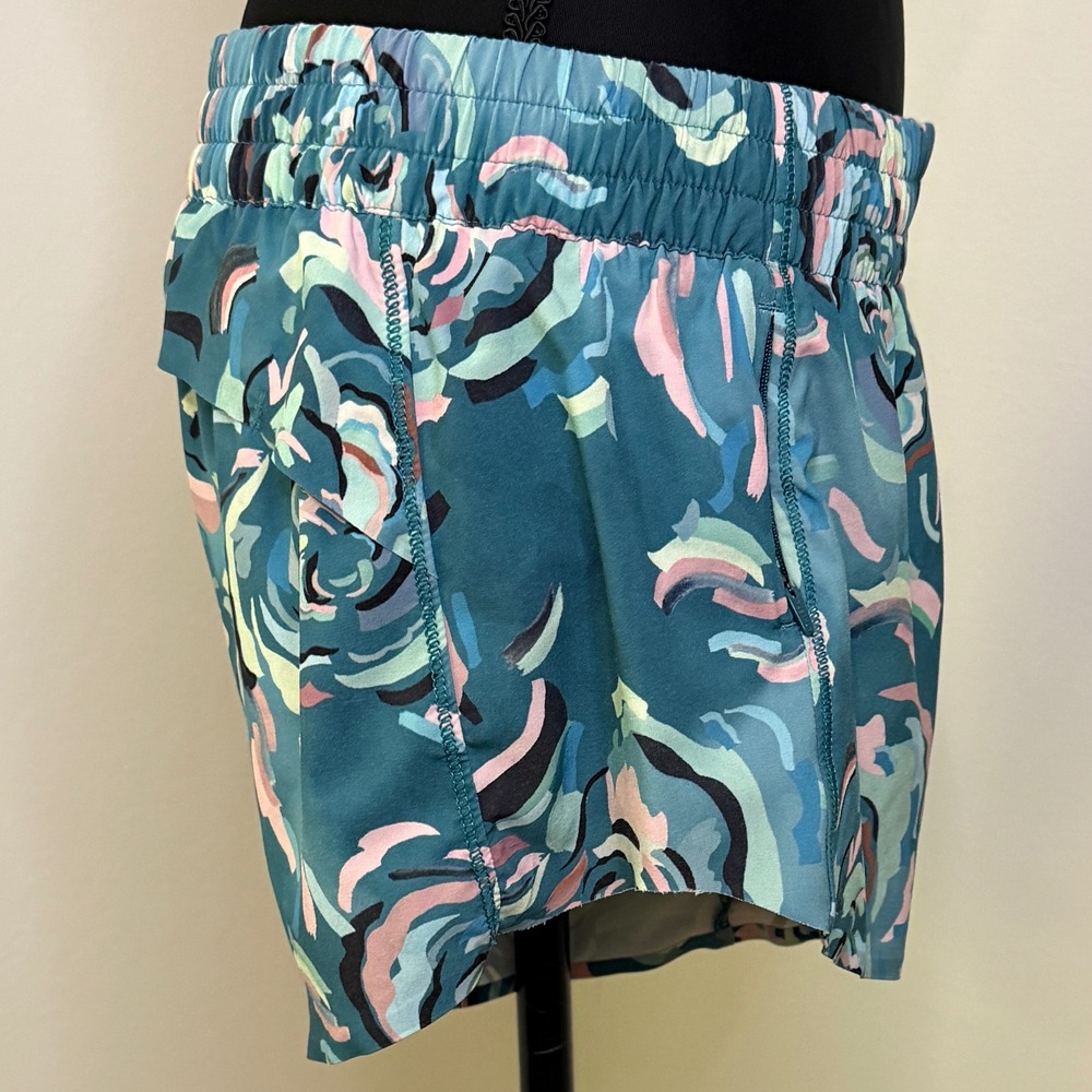 Athleta Womens Burgundy Ribbed Racerback Tank and Teal Floral Shorts Set Size M - Picture 5 of 9